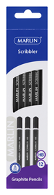 Marlin Scribblers HB end dipped pencil Blue and Silver striped ( Box of 12 )