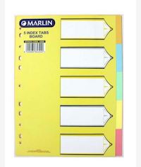 Marlin File Dividers Bright C/BOARD 1- 5