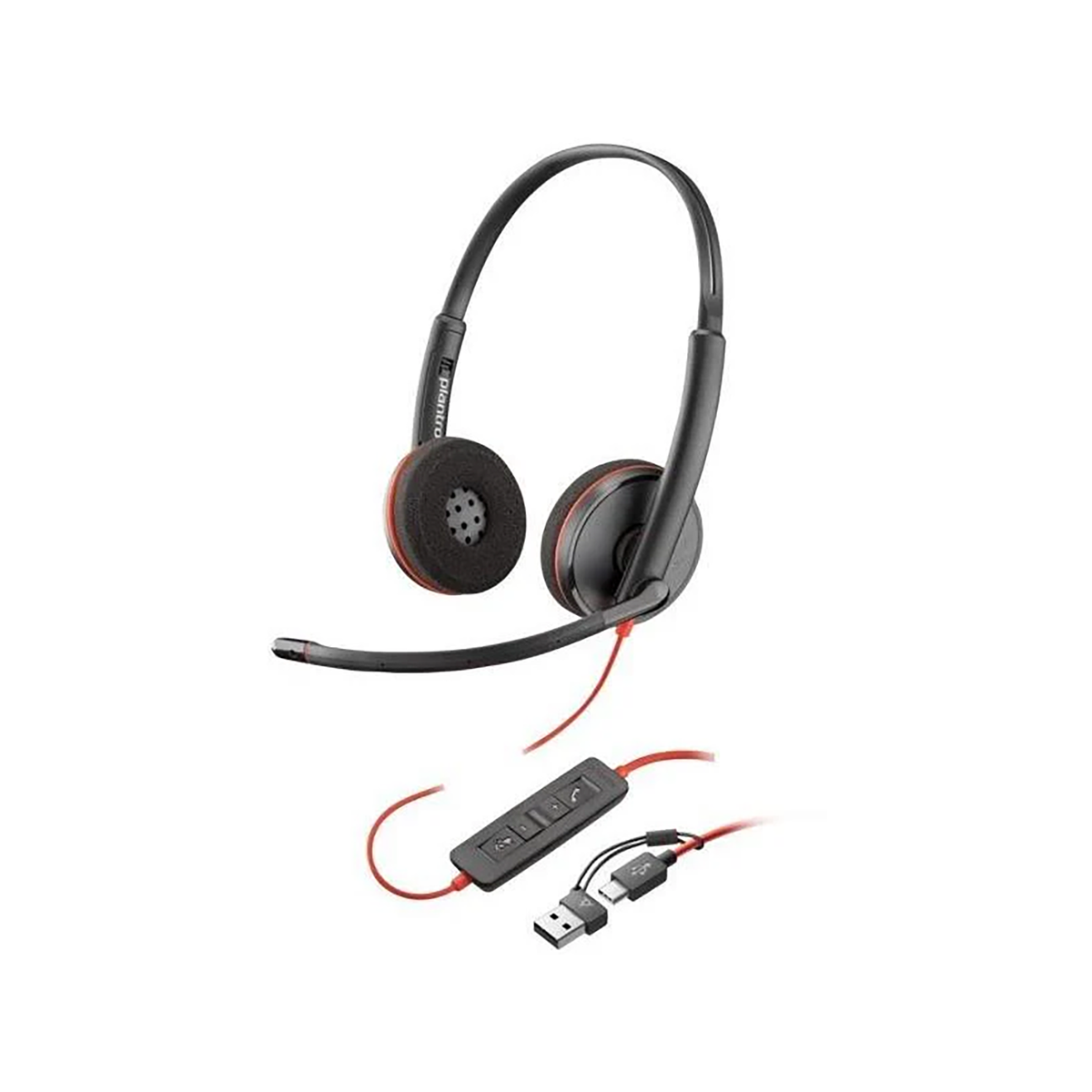 HP POLY BLACKWIRE 3220 WIRED HEADSET STEREO INCL USB-C TO A ADAPTER 2YR WARRANTY