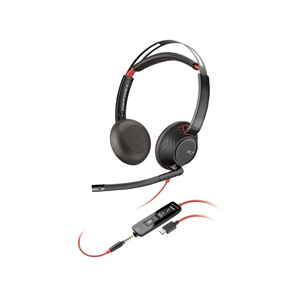 HP POLY BLACKWIRE 5220 WIRED HEADSET STEREO INCL USB-C TO A ADAPTER AND 3.5MM PLUG WITH 2YR WARRANTY