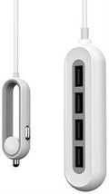Whizzy 4 Port USB Family Car Charger- Charges Up To 4 Devices Simultaneously Via Car Lighter Socket,1.5m Cable, 48 watt Total Output, Overall 9.6A, Works With All USB Chargeable Devices, Rapid Charge Recognition, Colour White