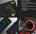 KWG Draco E1A 4-in-1 combo, Multi-color backlight, Aluminum Texture Bezel, Advanced Gaming Optical Sensor Adjustable DPI: 3200 DPI, 40mm 1.8m, USB for powering RGB lighting + 3.5mm Stereo Headphones, SCORPIO E1 Mouse Mat which is designed with 240 x 180 x