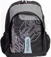 Macaroni Scolaro Student Backpack-Lightweight ,Padded Back and shoulder straps ,Triple Main Plus One Side zippered compartments ,Top Grip Handle,Waterproof Material-Two Tone Black and Grey