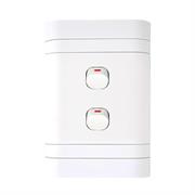 Lesco Flush Cover with 2 Lever 1 Way Switch - Voltage: 220-240V, Amperage: 16A ,Height: 100mm , Width: 50mm ,Material: Polycarbonate, Colour White