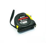 Aiyi Pocket Measuring Tape 5 Metres with Shock Resistant Case - Metric Measurements , 19mm Width Polyester Coated Steel Blade , Automatic return of blade with brake mechanism , Belt clip and hand Strap , High impact resistant PC-ABS plastic and Rubber Cas
