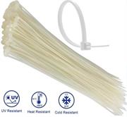 Noble Nylon Cable Ties 4.8x300mm Pack of 100 White - Self-Locking Design, Widely Used For Tying Cables, Plants, Packages, Designed For Indoor And Outdoor Use, Colour White