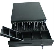 Postron Compact Drawer 5 Notes And 5 Coins Compartments Trays With RJ11 Interface - Colour Black- Built-in 3-Position Key Lock, Connect Directly To POS Printer Widely Used In Retail Stores, Supermarkets And Restaurants