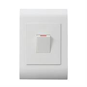 Lesco Pipelli 2 Pole Flush Isolator Switch Rectangle with hidden LED indicator light behind face plate - Amperage: 50A ,Height: 100mm , Width: 500mm ,Material: Polycarbonate, Colour White