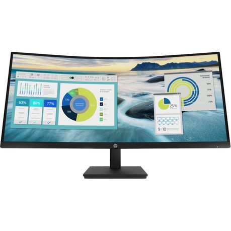 HP P34hc G4 WIDE QUAD HD USB-C Curved MONITOR 34-inch diagonal curved display with sharp WQHD resolution and an integrated speaker.Has 1 USB-B,1 HDMI 2.0,1 DisplayPort™ 1.2