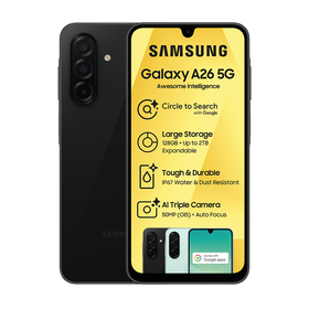 Samsung Galaxy A26 5G Smartphone - Dual Sim Nano-SIM, 2.4GHz Octa-Core Processor, 6.7" Display , 1080 x 2340 FHD Resolution, 120Hz Refresh Rate, Rear Camera + Front camera, 6GB Memory, 128GB Storage, MicroSD Up to 2TB Storage Support, USB Type-C, Android